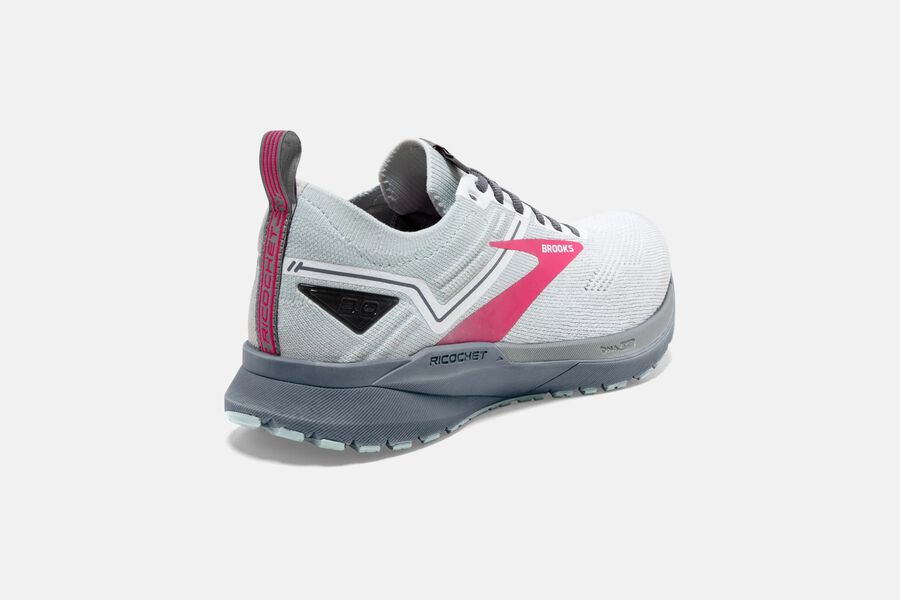 Brooks Running Shoes - Ricochet 3 Road Womens - White/Pink - BSU-627405